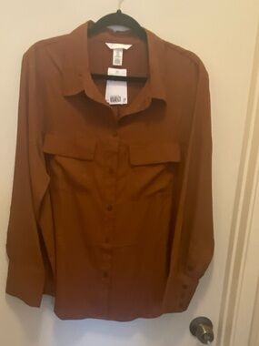 H&M Rust Button-Up Shirt
